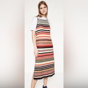 Zara Crochet‎ Multicolored Striped Midi dress size Small